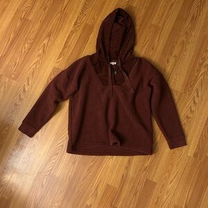 Madewell Maroon Corduroy  Hooded Fleece Jacket Size Small
